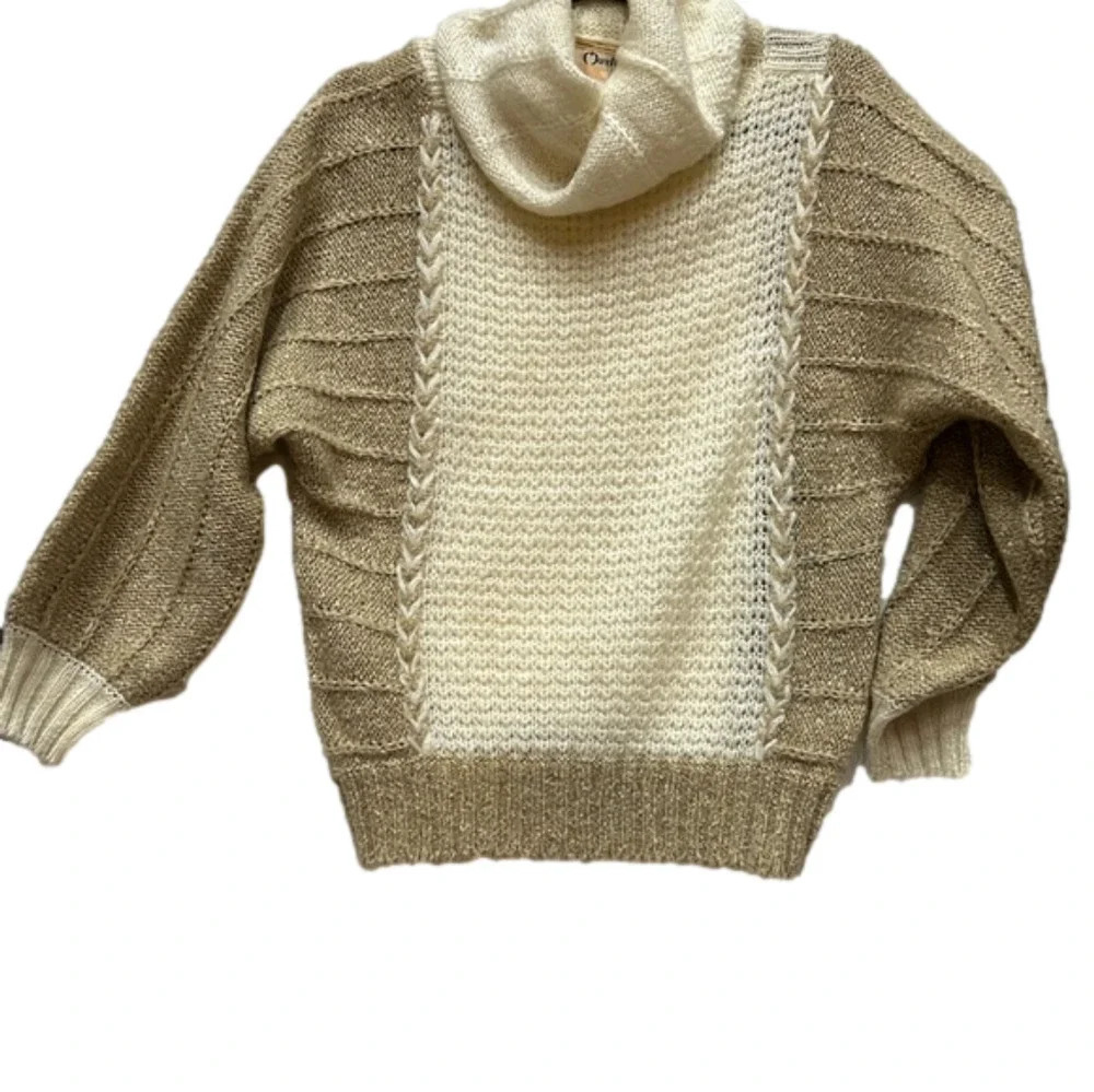 Vintage Marella twotone wool blend  cowlneck knit sweater size small